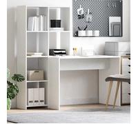 ""SALE 2026"" Bureau moderne, compact Blanc - Bureau avec étagère Blanc 138.5x55x143cm - bois d'ingénierie PRO122669696