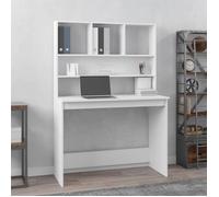 ""SALE 2026"" Bureau moderne, compact Blanc - Bureau avec étagères Blanc 102x45x148cm - bois d'ingénierie PRO962907622