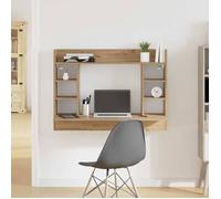 ""SALE 2026"" Bureau moderne, compact Marron - Bureau mural chêne artisanal 105x48x75cm - bois d'ingénierie PRO918245868