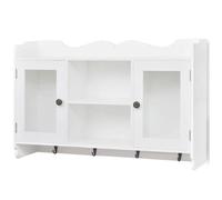 ""SALE 2026""Cabinet élégante/Étagère flottantes Blanc - Vitrine murale avec étagère de Livre / DVD / Verre en MDF Blanc 7.85 Kg 36005
