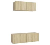 ""SALE 2026""Cabinet HiFi - Pour salon - design élégant Brun - Ensemble de meuble TV 2 pcs Chêne sonoma Bois d'ingénierie 29.56 Kg 312