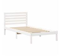 ""SALE 2026""Cadre de lit - 1 personnes - Structure de lit avec tête de lit Blanc 90x190cm Pin massif - 195,5x95,5x80,5cm,15.3 Kg