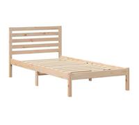 ""SALE 2026""Cadre de lit - 1 personnes - Structure de lit avec tête de lit Marron 90x190cm Pin massif - 195,5x95,5x80,5cm,15.3 Kg