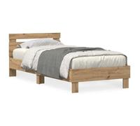 ""SALE 2026""Cadre de lit - 1 personnes - Structure de lit chêne artisanal 100x200cm - bois d'ingénierie - 203x104x70cm,26.9 Kg