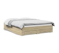 ""SALE 2026""Cadre de lit Adulte et jeunes - Structure pour lit 2 personnes - avec tiroirs - 203x163x32cm chêne sonoma 160x200cm,56.28