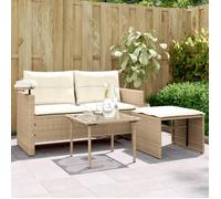 ""SALE 2026"" Canapé de jardin Beige - Salon de jardin avec coussins 3 pcs beige résine tressée PRO179822429