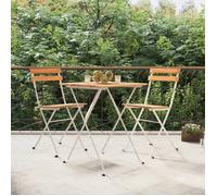 ""SALE 2026"" Chaise de jardin Brun - Chaises de bistrot pliantes lot de 2 Bois d'acacia solide acier PRO665168584