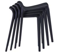 ""SALE 2026""Chaise Haute de Bar pour Cuisine, Salon, Café Noir - Tabourets empilables - lot de 4 - noir plastique,36,5x41x54,5cm 10.7