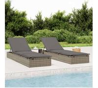 ""SALE 2026"" Chaise longue terrasse Gris - Transat 1 pc avec table gris résine tressée PRO722278028