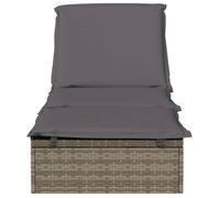 ""Sale 2026"" Chaise longue/Transat - BURKE - 1 PLACE - 1 pc avec coussin - gris 201x55x62cm résine tressée Cc918