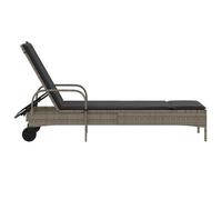 ""Sale 2026"" Chaise longue/Transat - BURKE - 1 PLACE - avec roues et coussin - gris résine tressée Cc1014