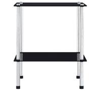 ""SALE 2026""Colonne pour livres rustique - Étagère documents Noir - Étagère à 2 niveaux Noir 40x40x47cm Verre trempé 4.55 Kg 725637