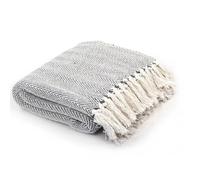 ""SALE 2026"" couverture par-dessus une chaise, l'accoudoir d'un canapé ou votre lit Gris - Couverture coton à chevrons 125x150cm3422