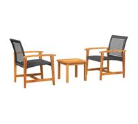 ""SALE 2026""Ensemble de bistro - Lot de 3 - noir - Résine tressée et - bois d'acacia,43x43x36cm 16.6 Kg 9620391