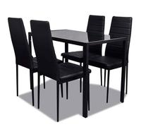 ""SALE 2026""Ensemble de bistro/salon,(Table de cuisine + chaise) Noir - Ensemble de table pour salle à manger cinq pièces noir 34.15