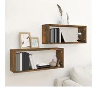 ""SALE 2026"" Étagères murale,ensemble élégant Brun - Étagères murales cube 2 pcs Chêne fumé 60x15x23cm - bois PRO277944428