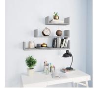 ""SALE 2026"" Étagères murale,ensemble élégant Gris - Étagères murales 3 pcs Gris béton Bois d'ingénierie PRO419956954