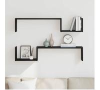 ""SALE 2026"" Étagères murale,ensemble élégant Noir - Étagère Murale avec étagère 2 pcs Chêne noir 100x15x20cm PRO524364769