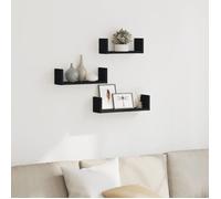 ""SALE 2026"" Étagères murale,ensemble élégant Noir - Étagères murales 3 pcs noir bois d'ingénierie PRO988914099