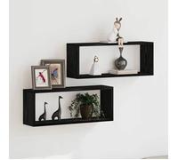 ""SALE 2026"" Étagères murale,ensemble élégant Noir - Étagères murales avec étagère 2 pcs Chêne noir 60x15x23cm PRO817516738