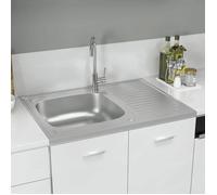 ""SALE 2026"" Évier/lavabo pour cuisine/salle de bain Argent - Jeu d'évier de cuisine et égouttoir argenté 800x600x155 mm inox PR4455