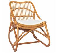 ""SALE 2026"" Fauteuil Chaise de relaxation Blanc - Chaise en rotin Marron clair Lin PRO685339138