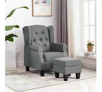 ""SALE 2026"" Fauteuil Chaise de relaxation Gris - Fauteuil avec repose-pied Gris clair Tissu PRO298367671