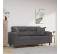 ""SALE 2026"" Fauteuil/Chaise-Sofa Gris - Canapé 2 places avec oreillers décoratifs gris 140cm similicuir PRO647932915