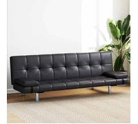 ""SALE 2026"" Fauteuil/Chaise-Sofa Noir - Canapé-lit réglable avec deux oreillers Similicuir Noir PRO511544935