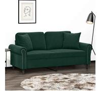 ""SALE 2026"" Fauteuil/Chaise-Sofa Vert - Canapé 2 places avec oreillers vert foncé 140cm velours PRO202932747