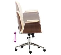 ""Sale 2026"" Fauteuil de bureau - Pour 1 personne - Crème Bois courbé et similicuir - 69x56x(80 - 88) cm DD354