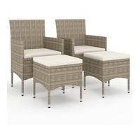""SALE 2026""Fauteuil patios, balcons, Beige - Jeu de chaise et tabouret de jardin - KENNETH - 4 pcs Résine tressée Beige,53x58x84cm,5