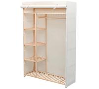 ""SALE 2026"" Garde-robe Blanc - Garde-robe en tissu et bois de pin 110x40x170cm PRO576924478