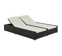 ""SALE 2026"" Lit de jardin Noir - Chaise longue double Résine tressée Noir 9003697183725