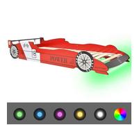 ""SALE 2026""Lit Jeune tout-petit Rouge - Structure de lit pour Fille/Garçon - Lit voiture de course pour enfants avec LED 90x200cm Ro