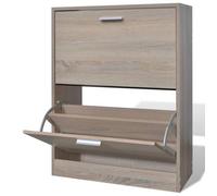 ""SALE 2026"" Meuble à chaussures Brun - Meuble à chaussures en bois avec 2 compartiments Aspect chêne PRO912877105