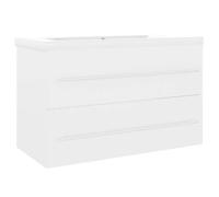 ""SALE 2026""Meuble bas Grande Capacité/Meuble sous Vasque Blanc - Armoire d'évier avec lavabo intégré Blanc Aggloméré 34.75 Kg 331745