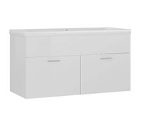 ""SALE 2026""Meuble bas Grande Capacité/Meuble sous Vasque Blanc - Armoire d'évier avec lavabo intégré Blanc brillant 36.75 Kg 721706