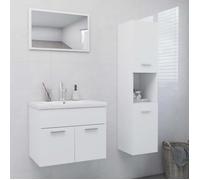 ""SALE 2026"" Meuble de lavabo de salle de bain Blanc - Ensemble de meubles de salle de bain Blanc Aggloméré PRO585193536