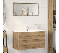 ""SALE 2026"" Meuble de lavabo de salle de bain Brun - Armoire de salle de bain suspendue chêne artisanal 80x38,5x45cm PRO646328476