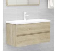 ""SALE 2026"" Meuble de lavabo de salle de bain Brun - Armoire d'évier Chêne sonoma 90x38,5x45cm - bois d'ingénierie PRO359078548