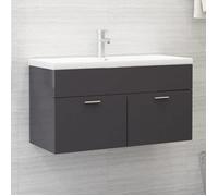 ""SALE 2026"" Meuble de lavabo de salle de bain Gris - Armoire d'évier Gris brillant 90x38,5x46cm - Bois d’ingénierie PRO963775062