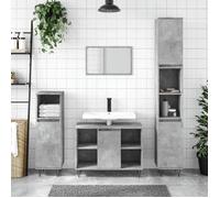 ""SALE 2026"" Meuble de lavabo de salle de bain Gris - Ensemble de meubles de salle de bain 3 pcs gris béton PRO368883467