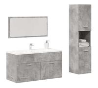 ""SALE 2026"" Meuble de lavabo de salle de bain Gris - Ensemble de meubles de salle de bain 3 pcs gris béton PRO919106835