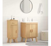 ""SALE 2026"" Meuble de lavabo de salle de bain Marron - Meuble sous évier avec étagère Olden Marron 114x43x73.5cm PRO465632401