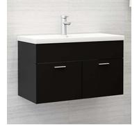 ""SALE 2026"" Meuble de lavabo de salle de bain Noir - Armoire d'évier Noir 80x38,5x46cm - Bois d’ingénierie PRO585607134