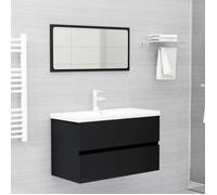 ""SALE 2026"" Meuble de lavabo de salle de bain Noir - Ensemble de meubles de salle de bain noir bois d'ingénierie PRO342372689