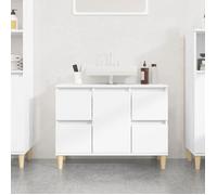 ""SALE 2026""Meuble d'évier - moderne-design - bois d'ingénierie - blanc - sur pieds - avec 4 tiroirs - pour salle de bain - 80x33x60