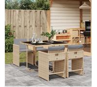 ""SALE 2026"" meuble d'extérieur arrière-cour, terrasse Beige - Ensemble à manger de jardin coussins 5 pcs mélange beige rotin PR1131