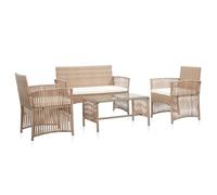 ""SALE 2026"" meuble d'extérieur arrière-cour, terrasse Beige - Salon de jardin 4 pcs avec coussins Résine tressée Beige PRO696382867